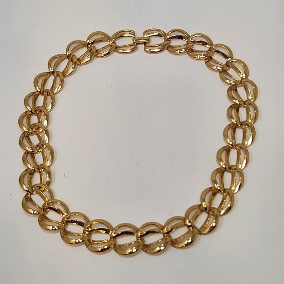 Napier Gold Tone Fancy Chain Link Necklace Collar Vintage Costume Classic Career - Picture 2 of 5